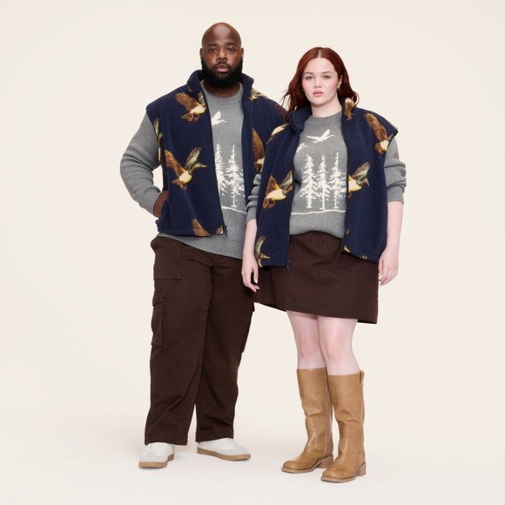 Woolrich Target Adult Unisex 3XL Extra Large Duck Print Fleece Vest Navy Blue 3X